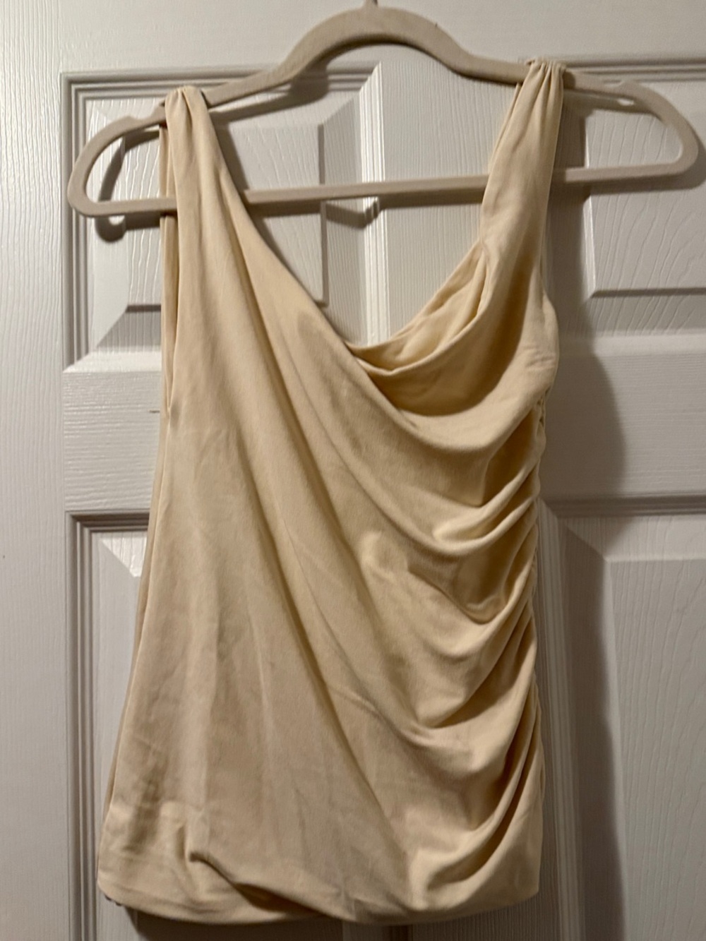 Cream Draped Sleeveless Tank Top